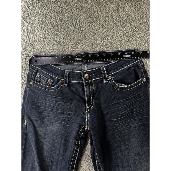 Seven 7 Jeans Women 31 Low Rise Flare Leg Thick Stitch Western Festival Y2K - Picture 3 of 10